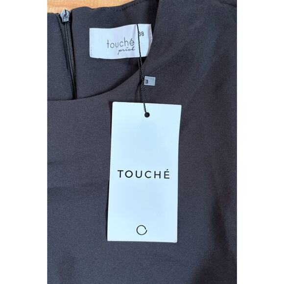 Touche NWT Women’s Long Sleeve Bell Hem Dress Size 38 Black P9 - Picture 3 of 7